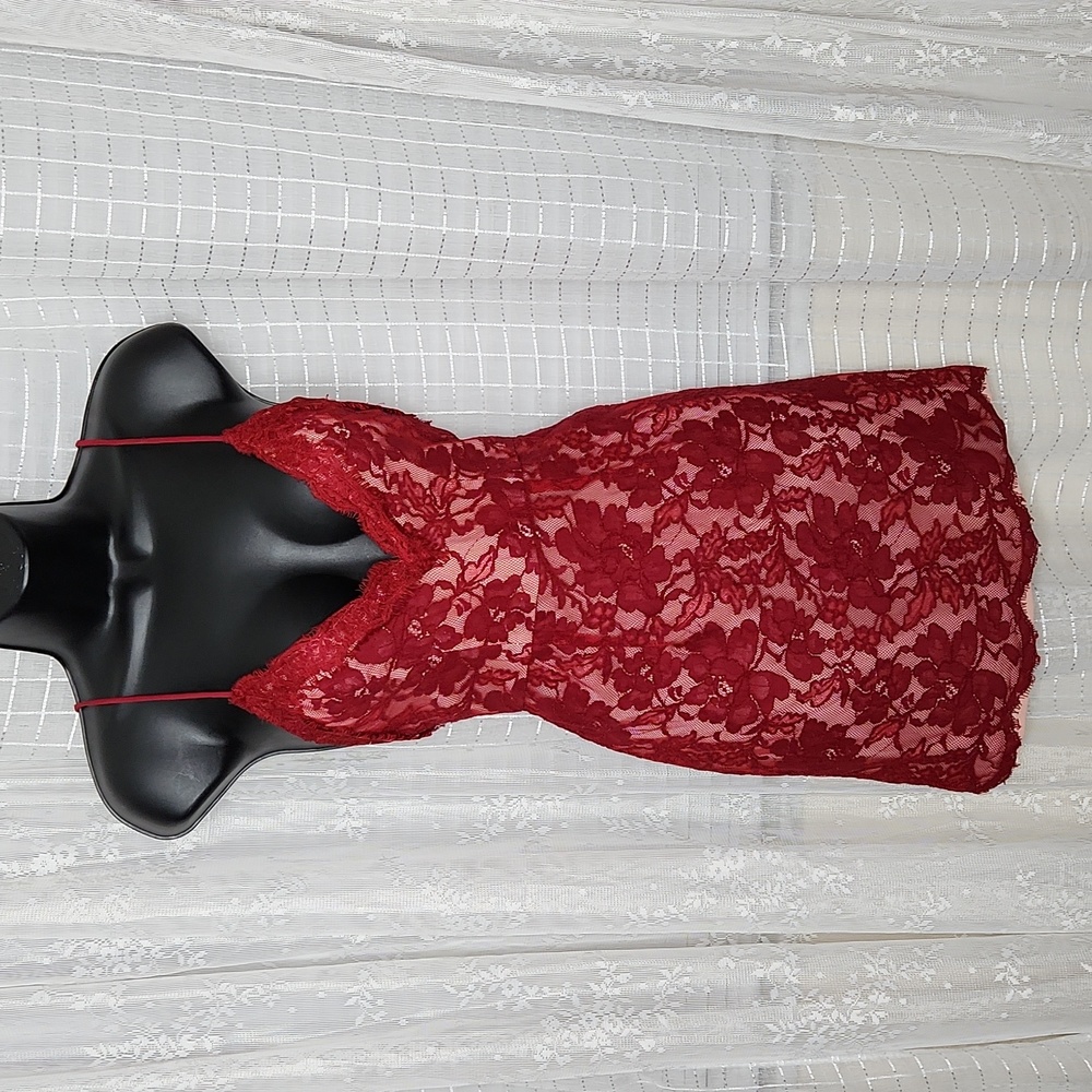 NBD Ruby Red Lace Backless Mini Dress SzS